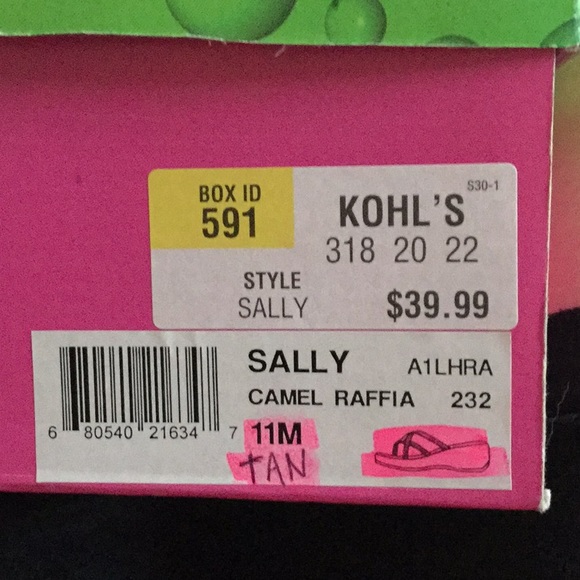 Mudd Tan summer wedge thong flip flop sandals - Picture 3 of 3